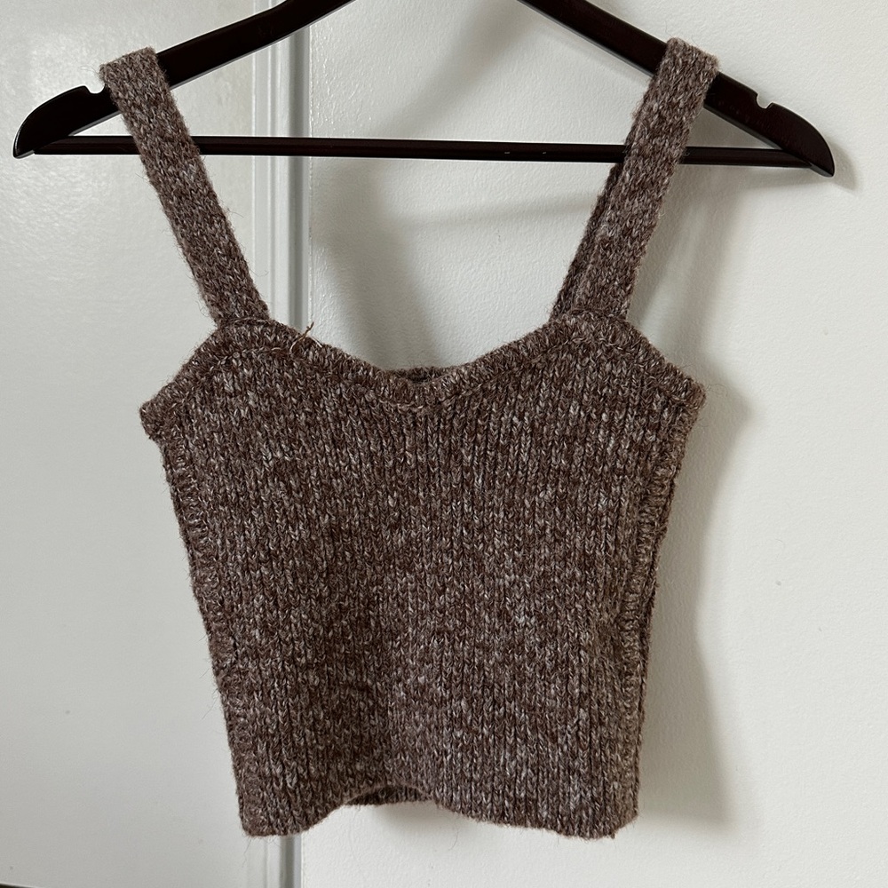 Zara Brown Sweater Tank Top